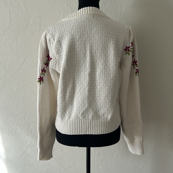 Lulu's White Crew Neck Sweater with Floral Embroidery - Picture 6 of 6